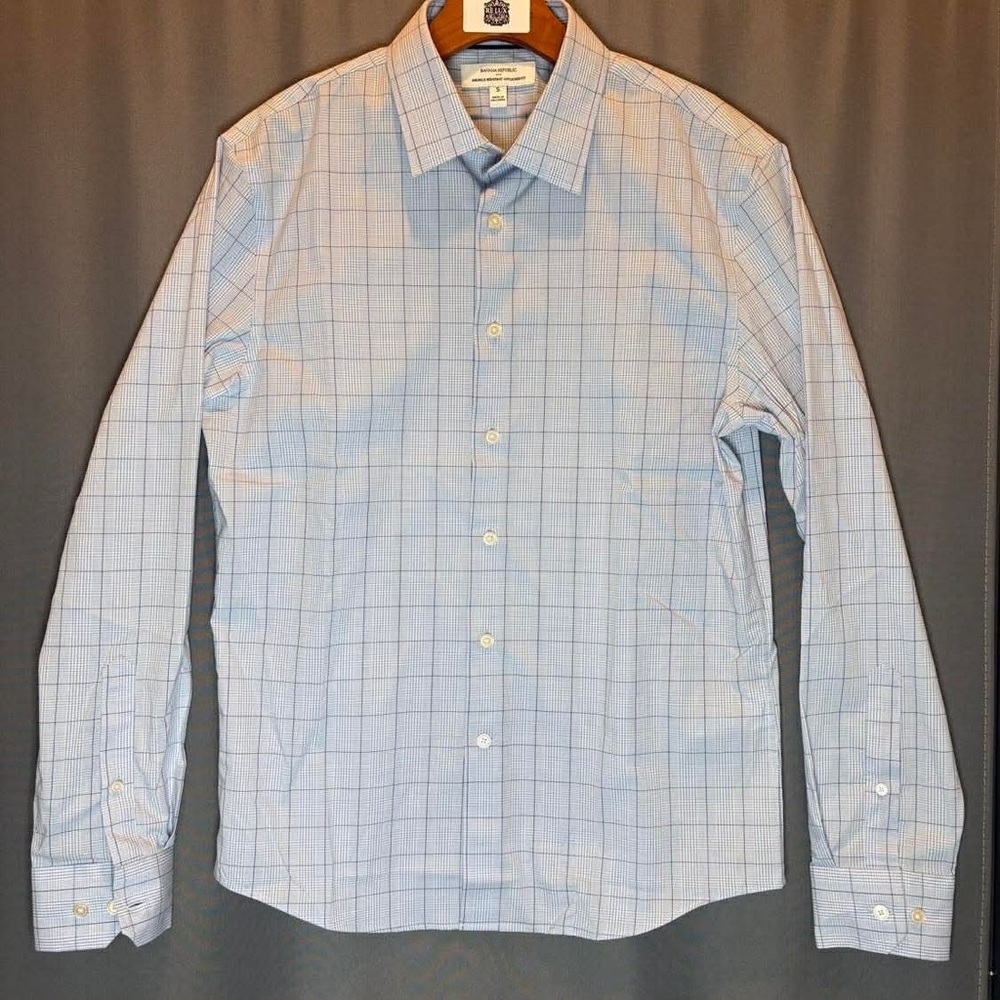 Banana Republic Light Blue Windowpane Dress Shirt